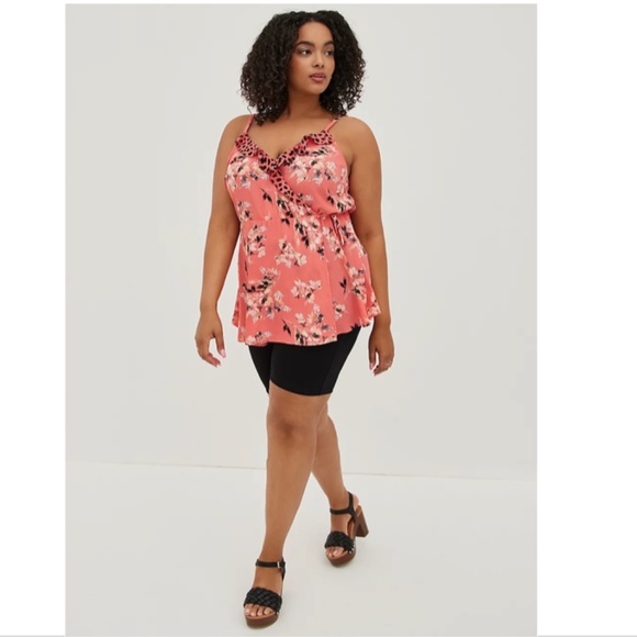 TORRID Coral Floral Animal Print Chiffon Wrap Front Blouse Size 3X - Picture 1 of 14